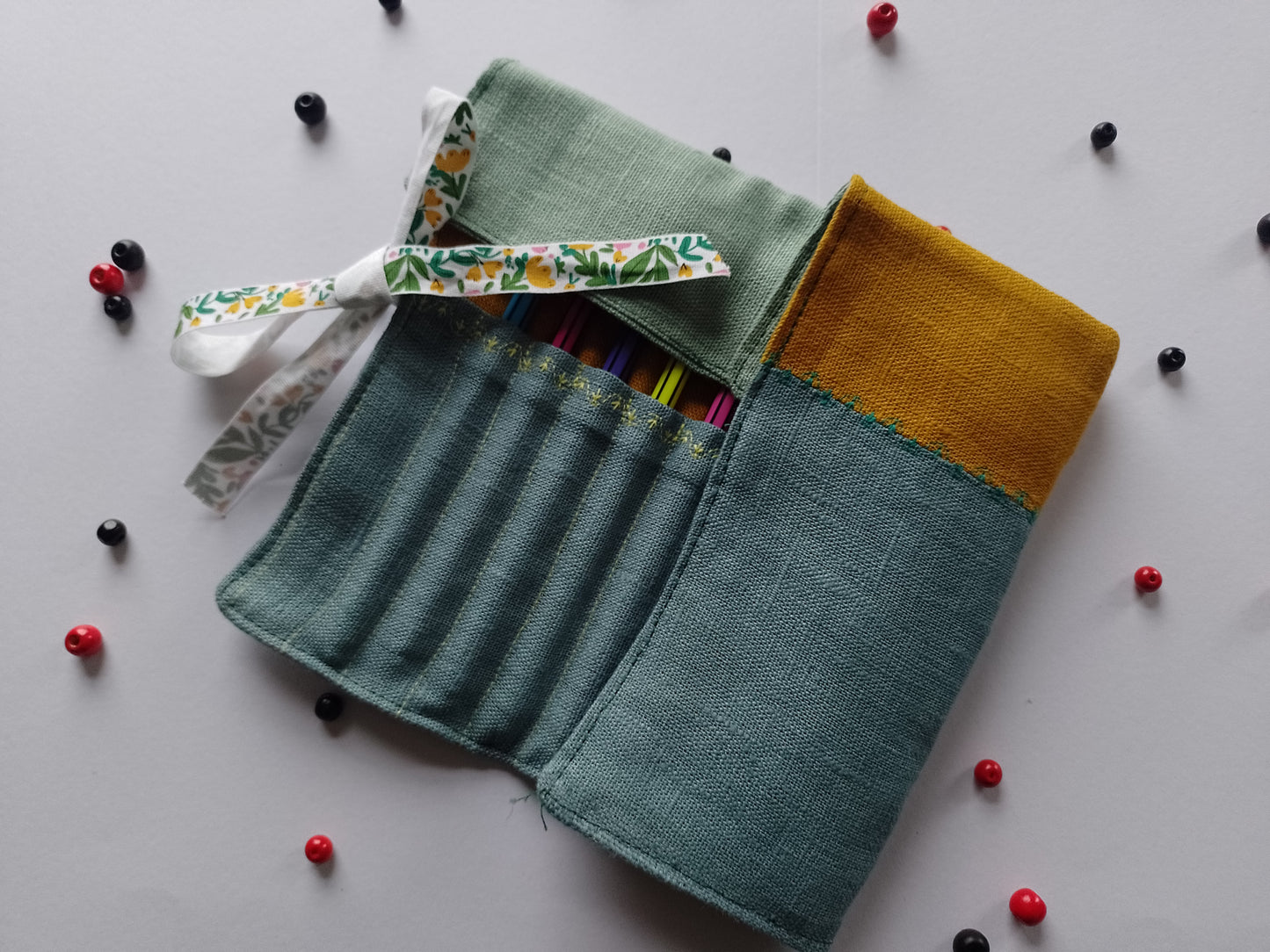 Linen Pencil Roll with flap