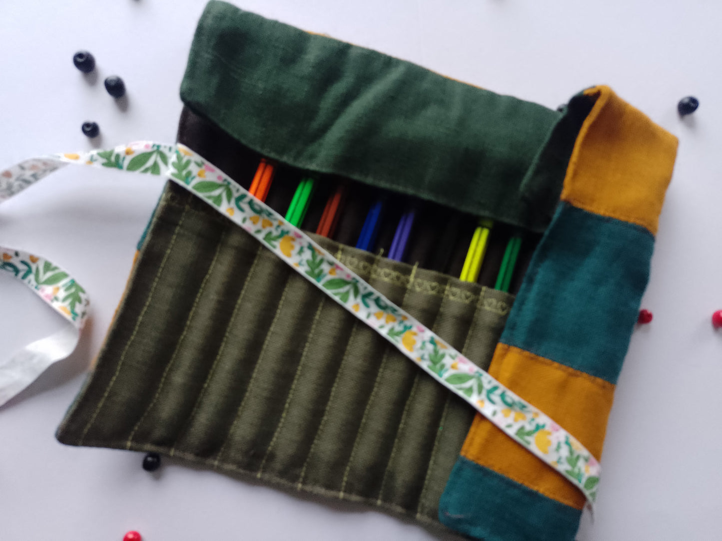 Linen Pencil Roll with flap