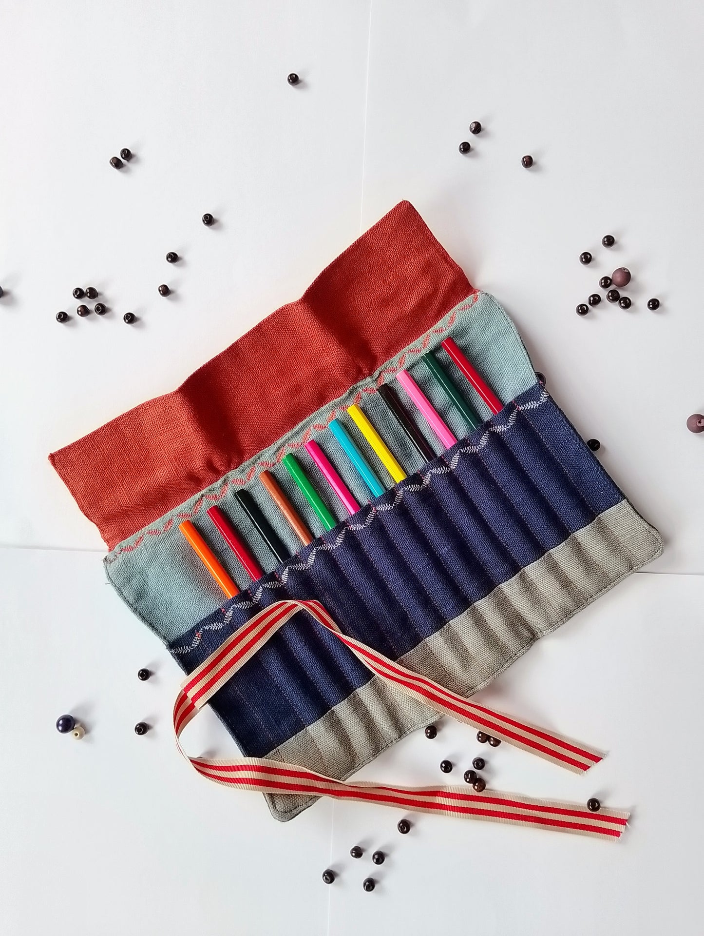 Linen Pencil Roll with flap