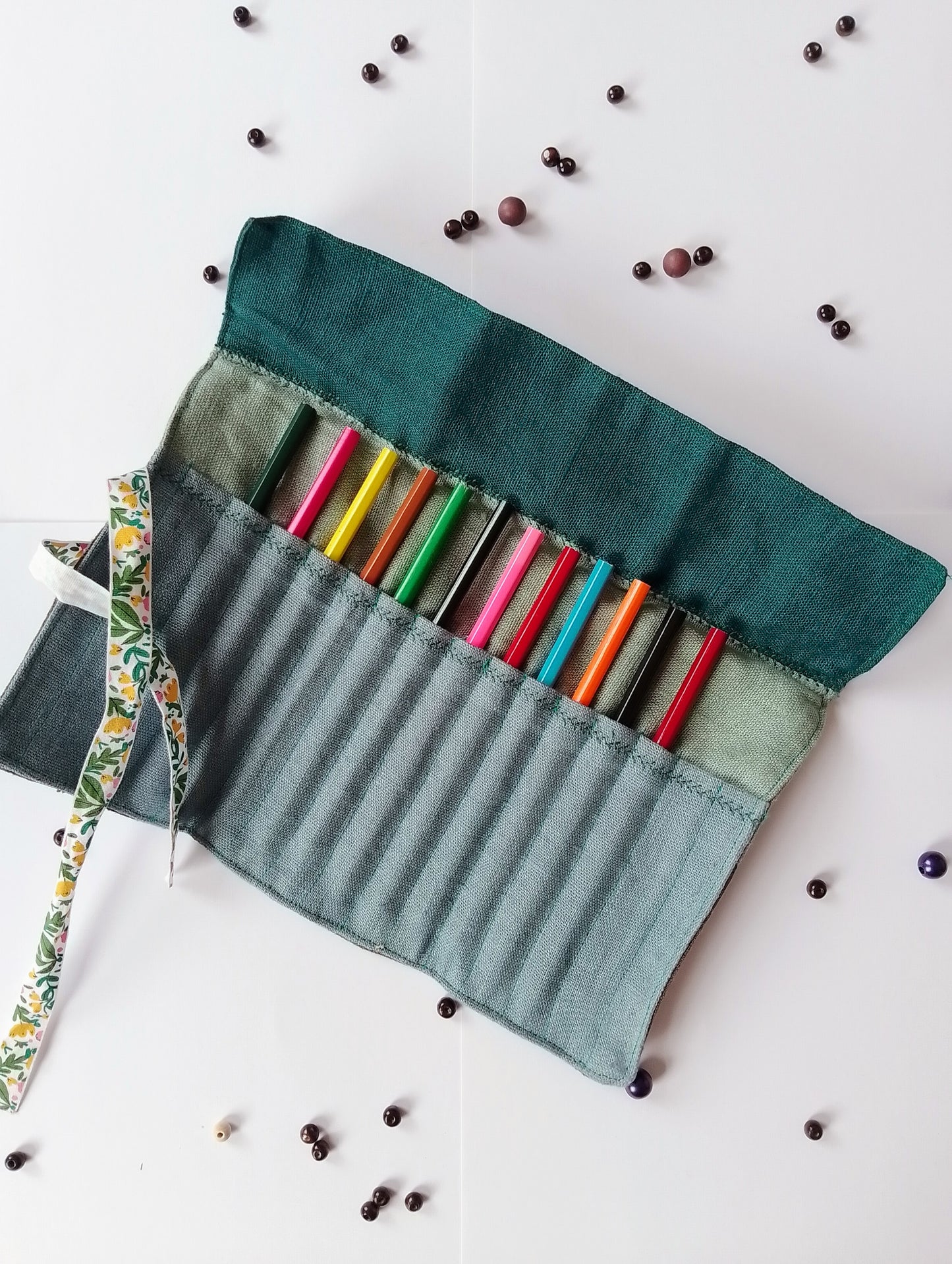 Linen Pencil Roll with flap